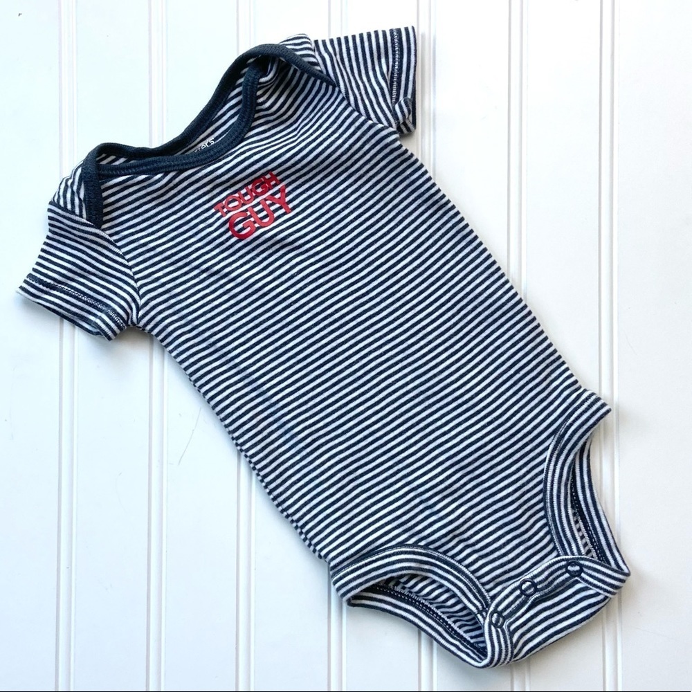 •Carter’s• Tough Guy striped onesie